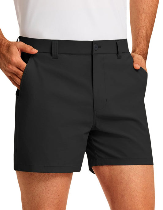 PULI Men’s Golf Shorts 5 Inch Inseam Lightweight Summer Stretch Waterproof Hiking Casual Shorts with Pockets Black 32