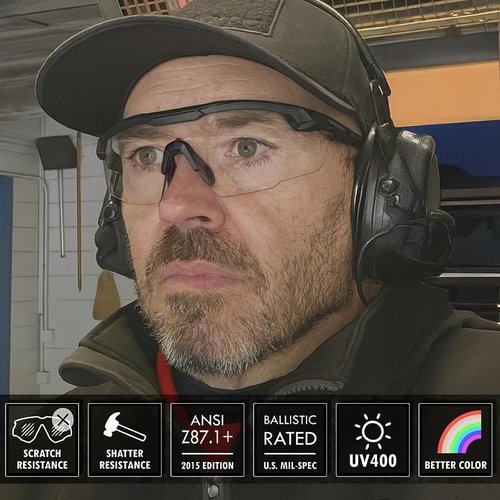 HTS HUNTERSKY Ballistic Tactical Shooting Glasses - ANSI Z87+ UV400 Protection & Comfort