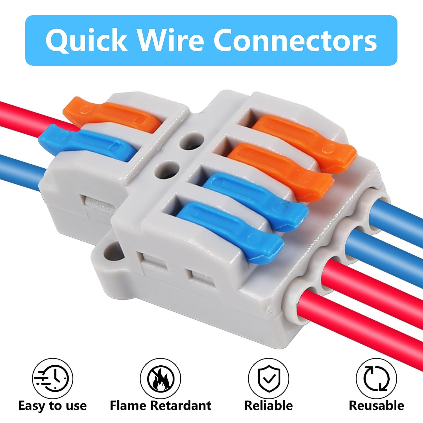 MELIFE 10PCS Lever Wire Connectors, 2 in 6 Out Quick Wire Connectors, Electrical Lever Nuts Wire Connectors Push-in Conductor Terminal Block AWG 28-12