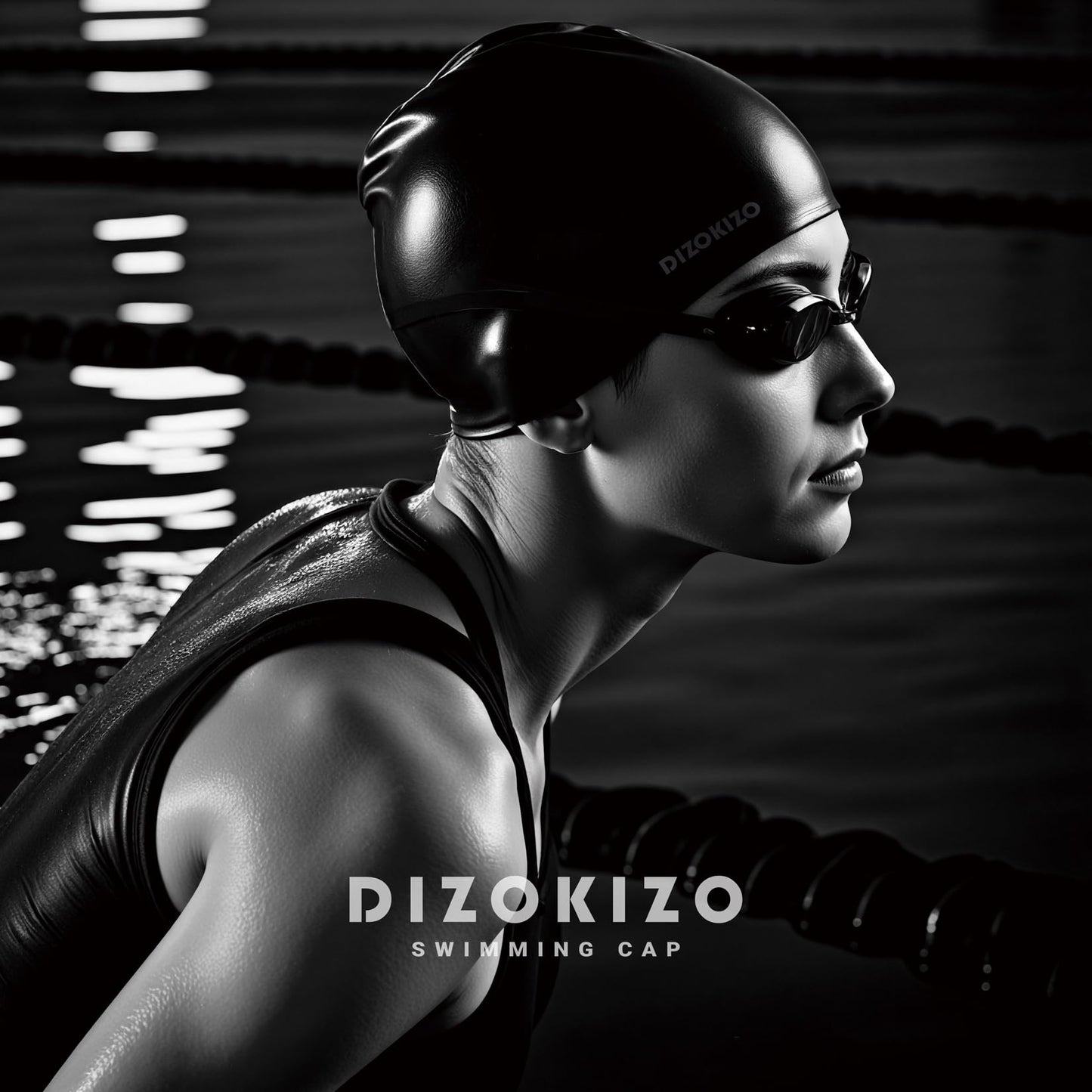 Dizokizo 2pcs High Elasticity Silicone Swim Cap for Women and Men, Comfortable Non-Slip Swimming Caps for Long and Short Hair, Durable Waterproof Swim Hats for Adults, Keep Hair Dry (Grey & Black)