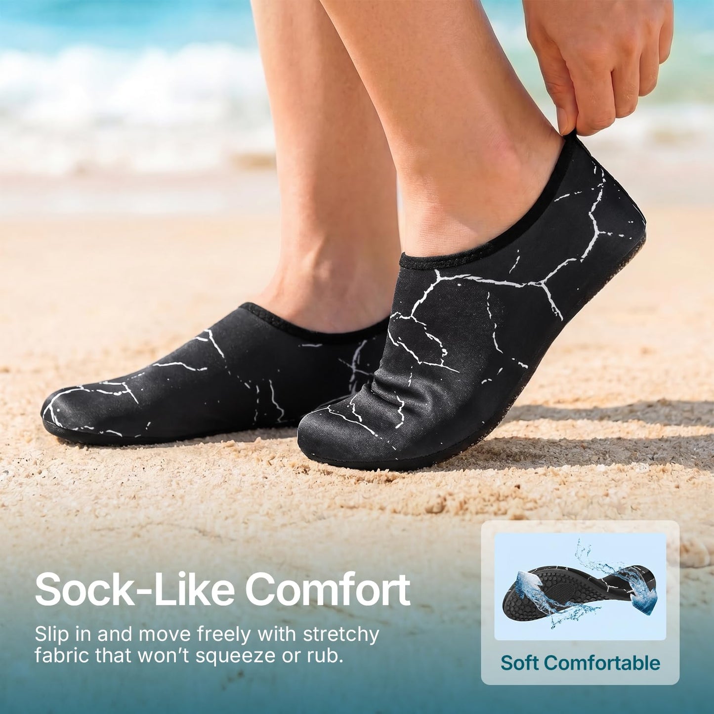 Water Shoes for Women Men Quick-Dry Aqua Socks Swim Beach Barefoot Yoga Exercise Wear Sport Accessories Pool Camping Must Haves Adult Youth Size 8.5-9.5Women/7.5-8.5Men