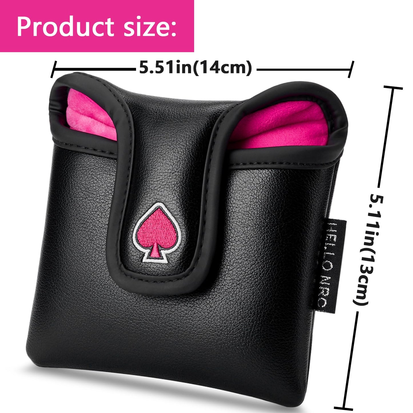 Gbourly Golf Club Poker King Square Mallet Putter Head Cover Black Magnetic Closure Heel Shafted PU Leather Headcovers