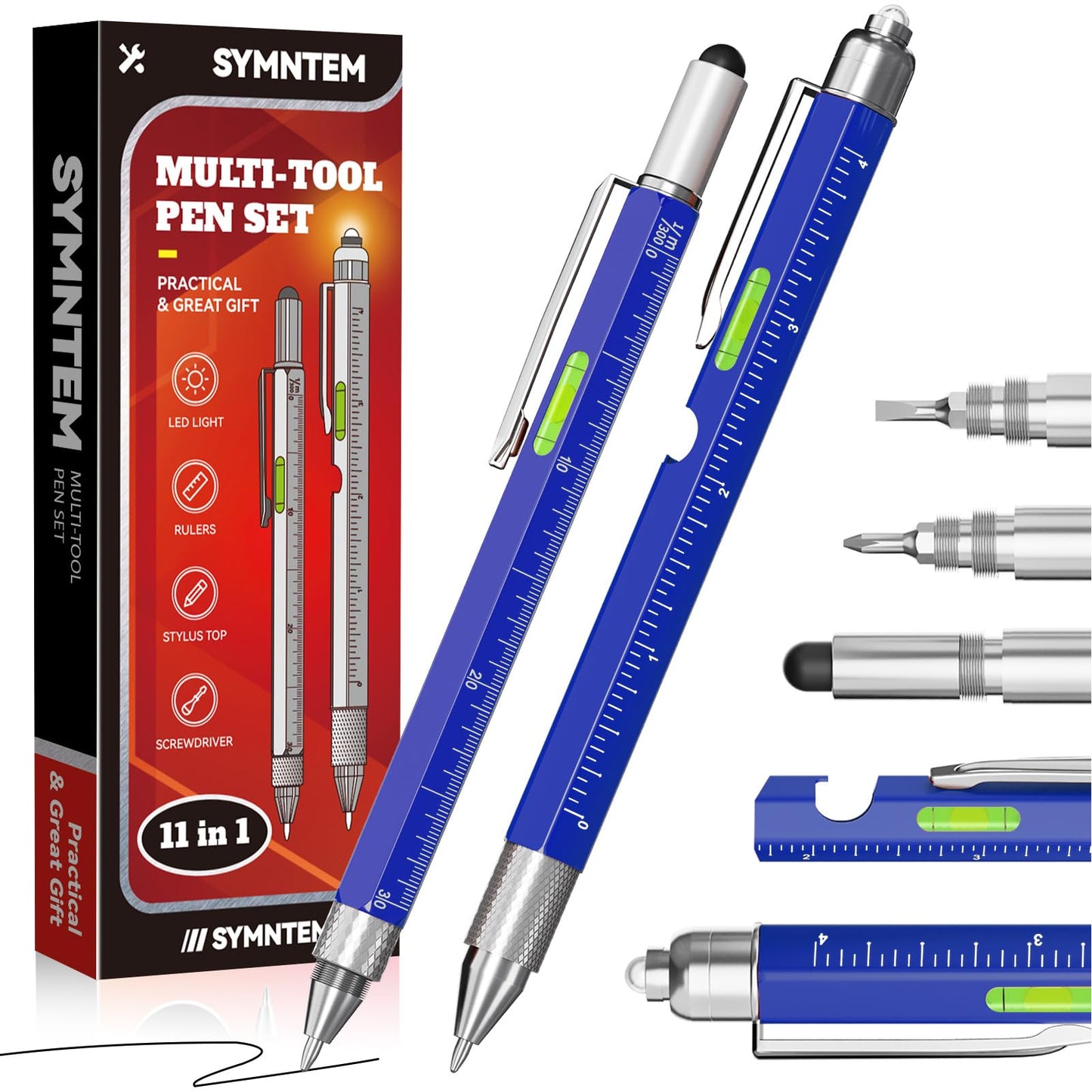 SYMNTEM Gift from Daughter Wife Son, 11 in 1 Multitool Pen with LED Light, Birthday Gifts for Men, Fathers Day Dad Gifts for Dad Gadgets Gift for Men Who Have Everything, Blue