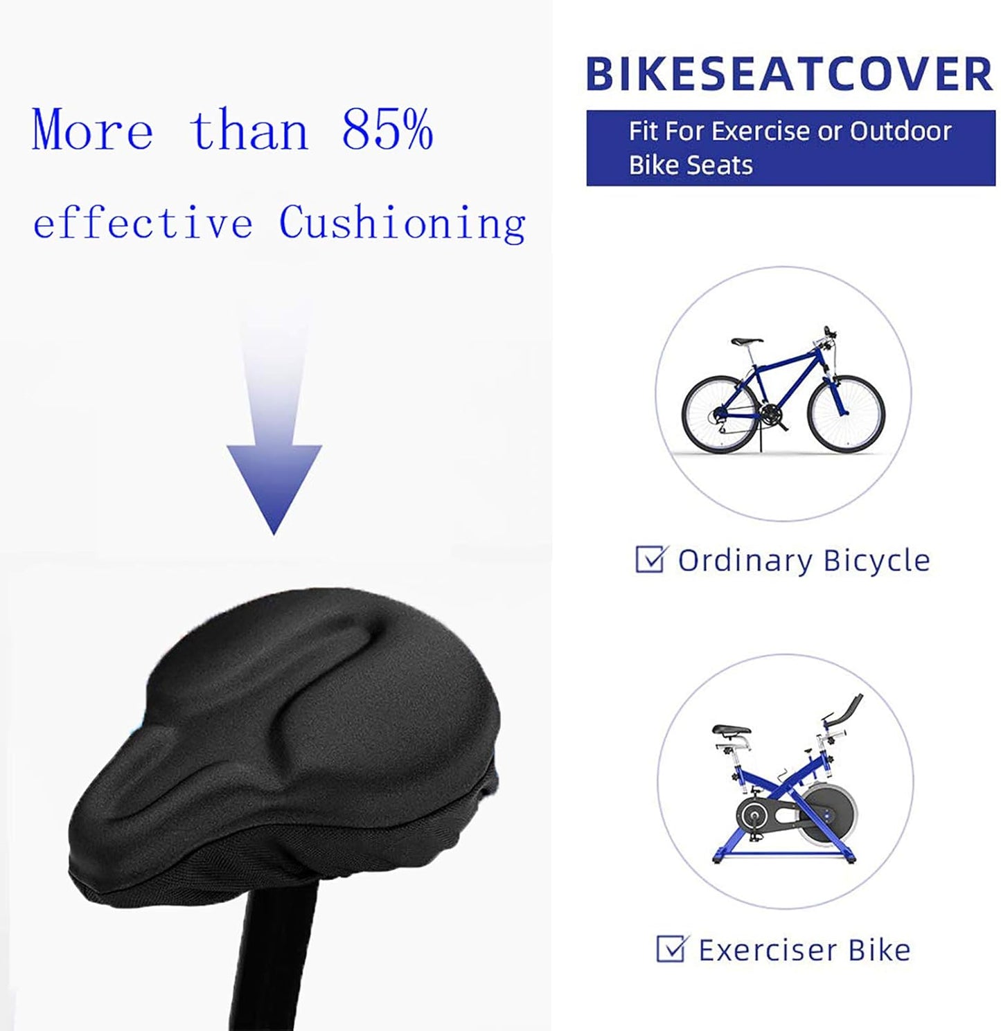 Skiennix Gel Bike Seat Cushion Cover - Comfortable & Breathable for Cruiser & Stationary Bikes | Large Size