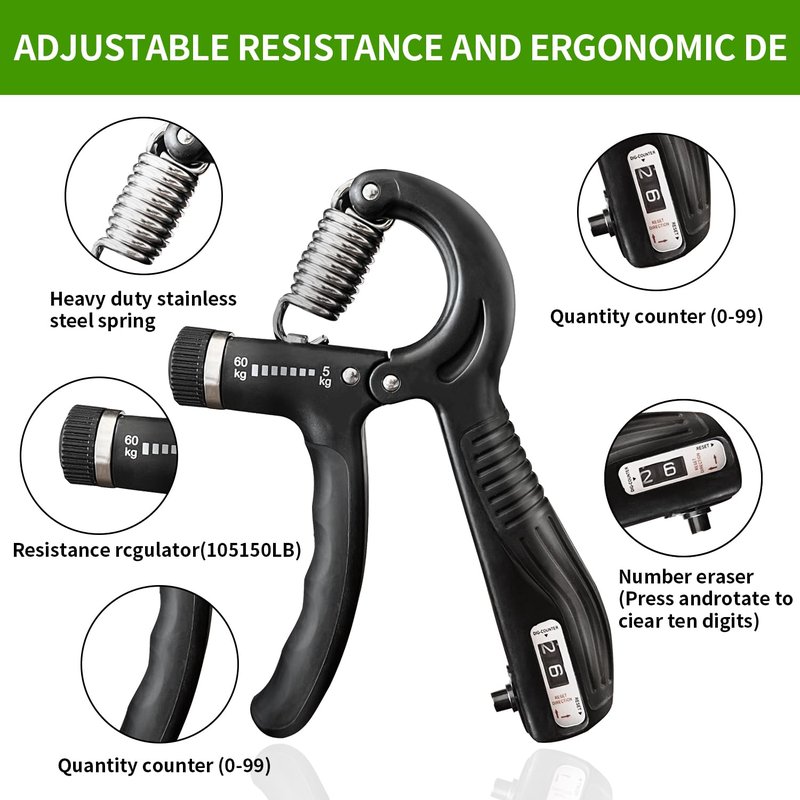 UFANME Grip Strength Trainer Kit, Hand Gripper - Hand Grip Strengthener -Adjustable Resistance Forearm Strengthener - Hand Exerciser for Muscle Building and Injury Recover