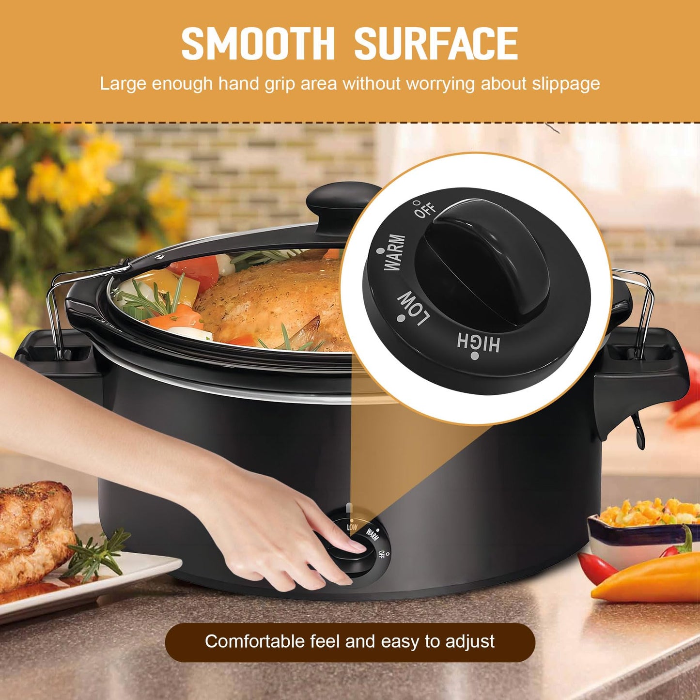 Dairrr Fuuu Slow Cooker Knobs Replacement for Hamilton Beach Crock Pot 6 Quart and 10 Quart 33195 33261, Crock Pot Control Knob Replacement Adjustable, Replacement Knob Part, 1 Pack