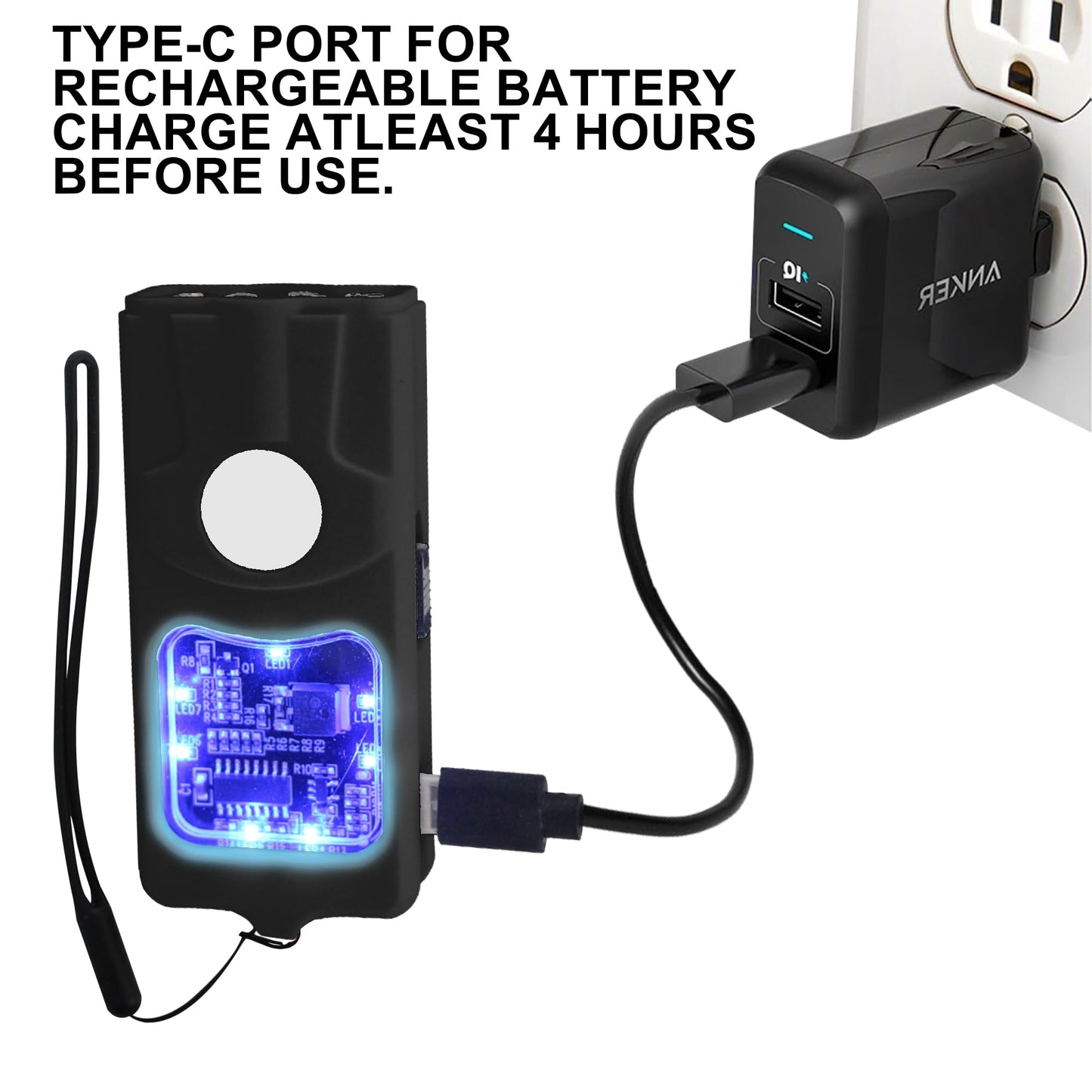 FIGHTSENSE Flashlight Stun Gun for Self Defense – Rechargeable Stun Gun for Women – Compact & Powerful Self Defense Flashlight (Black)