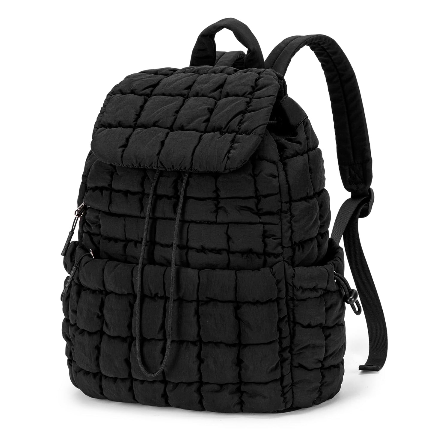 CLUCI Puffy Quilted Backpack for Women, Casual Lightweight Daypack for Women Travel (Black)