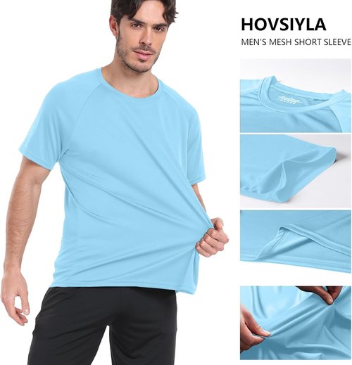 HovSiyla Men's Running Shirts - Breathable Dry Fit Athletic Tops for Cool Workouts | 1/5 Pack