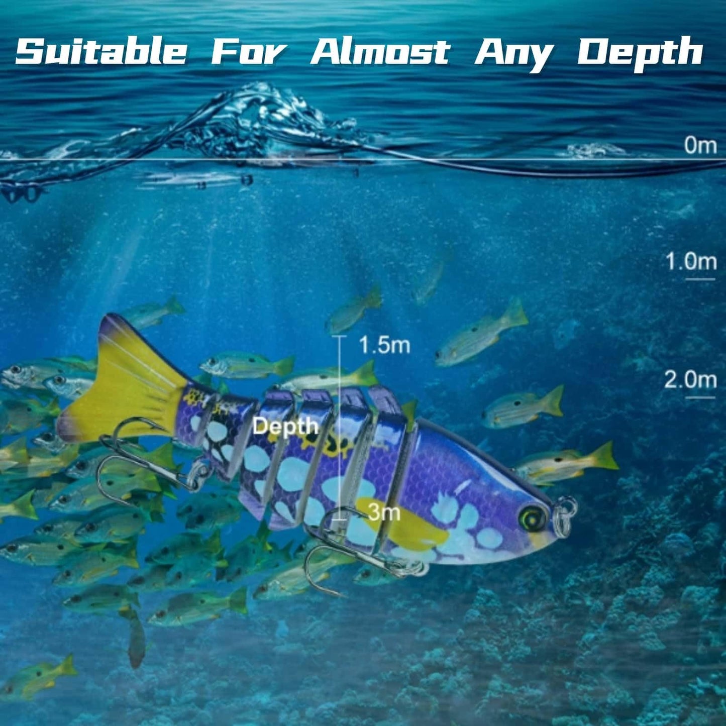 Multi-Segmented Fishing Lures, Glide Swim Bait Lure Freshwater and Saltwater for Bass Fishing Stuff, Swimbait Crank Baits (3-Pack-Style)