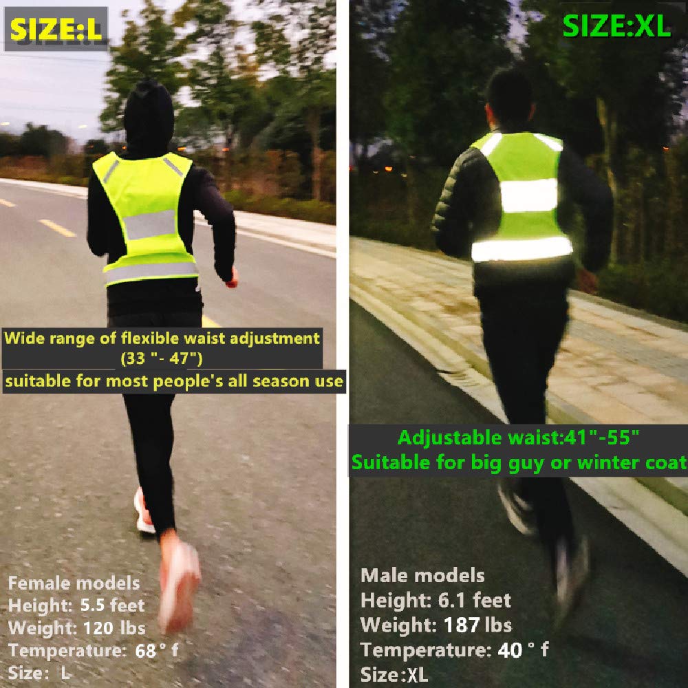 IDOU Reflective Vest Safety Running Gear with Pocket, Ultralight &Adjustable Waist&360°High Visibility for running,Jogging,biking,motorcycle,walking,women & men (neon yellow, X-Large)