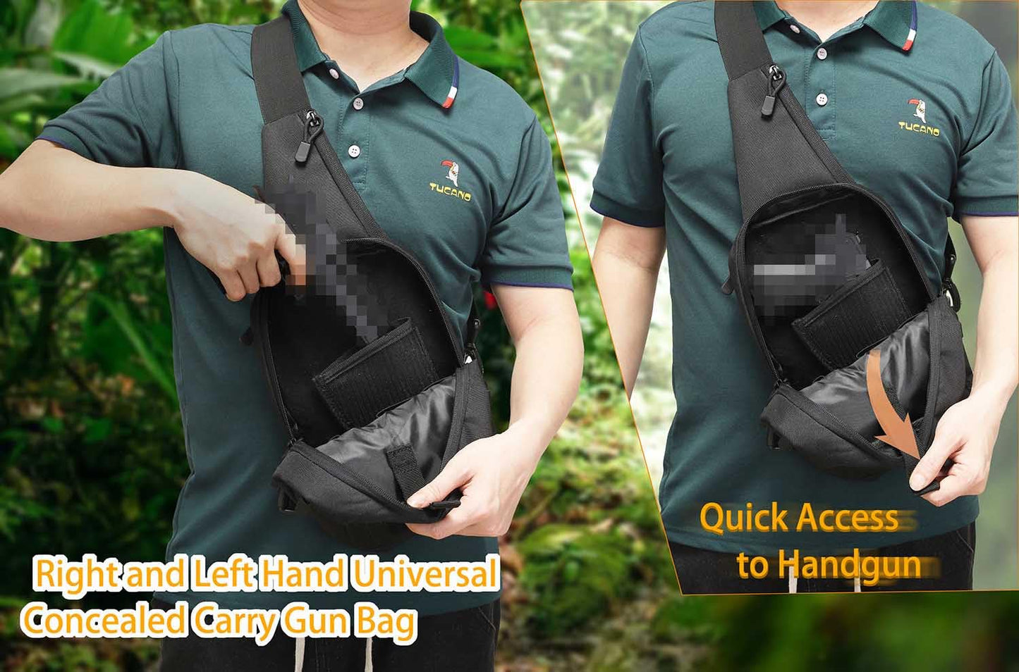 VTACOUTV Concealed Carry Gun Bag for Men & Women, Sling Pistol Bag for Handguns CCW Shoulder Bag Tactical Crossbody Chest Pack Range Bags with Holster