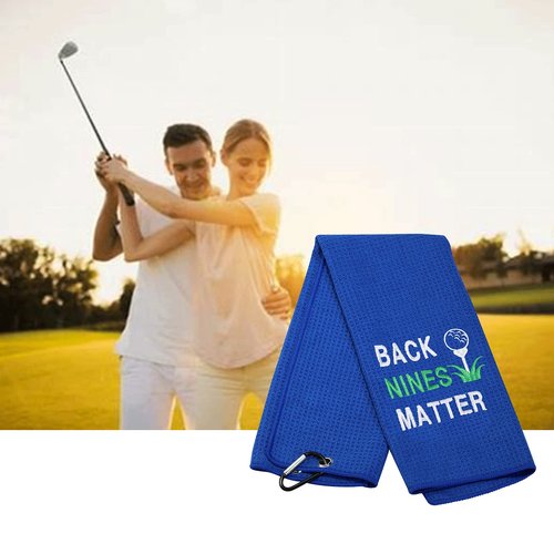 JXGZSO Golf Lover Gift Embroidered Golf Towel Gift Back Nines Matter Golf Towel with Clip (Back Nines Matter T)