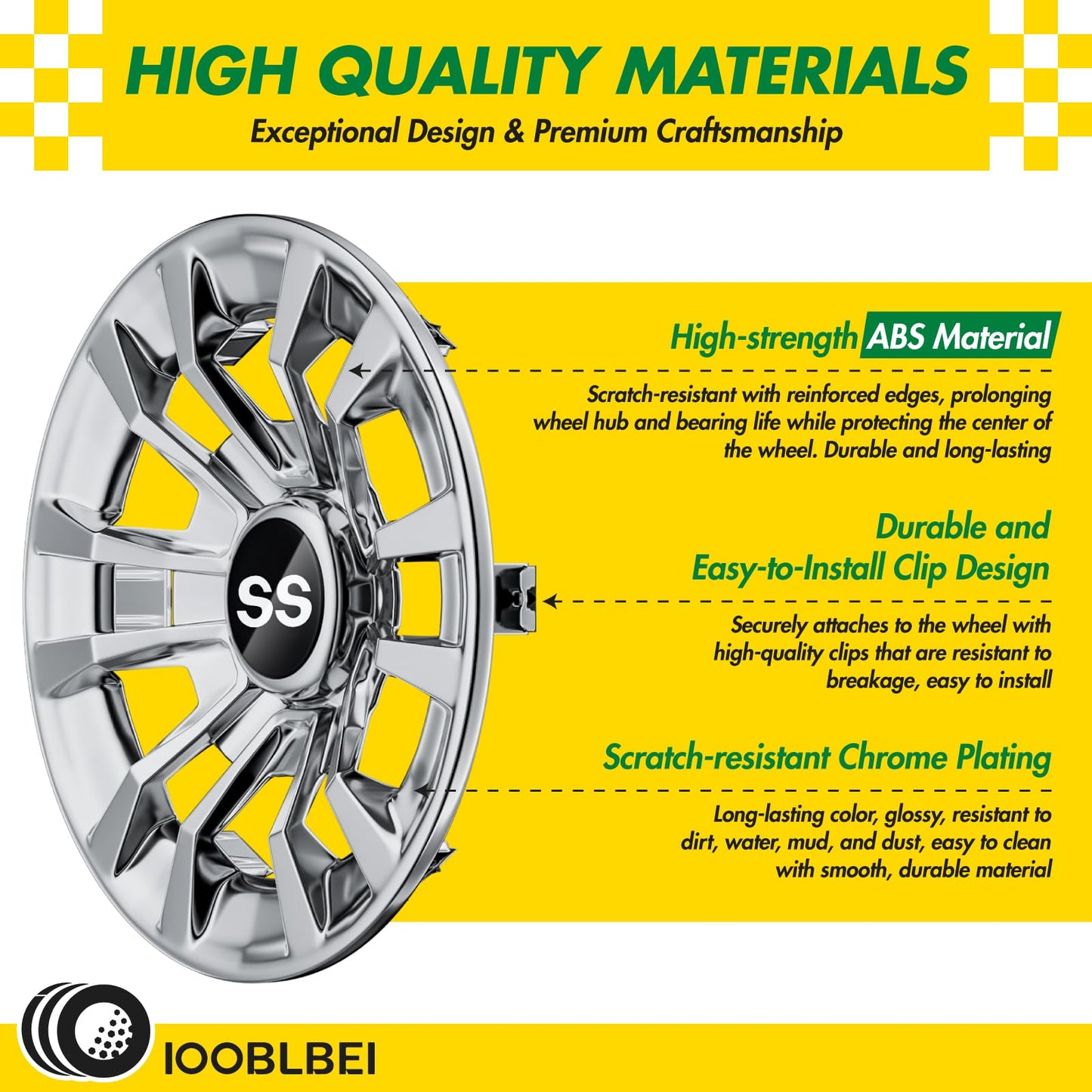 IOOBLBEI (4-Pack) Premium 8" Golf Cart Hub Caps, Hubcaps & Wheel Rim Covers, 6-Spoke Design for Club Car, EZGO, Yamaha (Excludes RXV Models) - 8 Inch Set, Abs,Steel, Acrylonitrile Butadiene Styrene