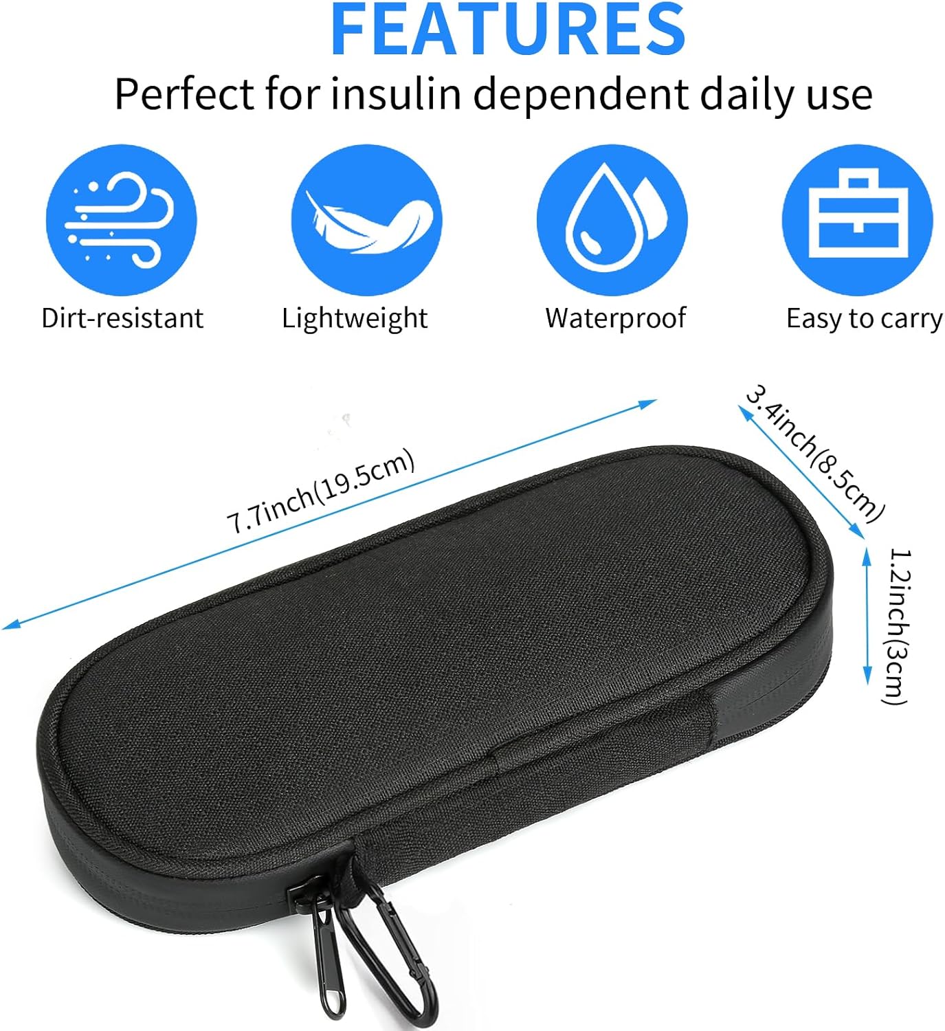 Skiennix Insulin Pen Cooler Case - Travel-Friendly Design with 2 Reusable TSA-Approved Ice Packs | Black