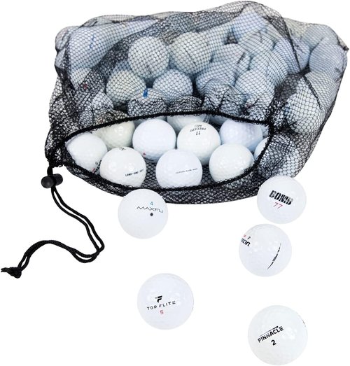 Clean Green Golf Balls - 48 Recycled Golf Balls for Practice - Includes Reusable Mesh Bag