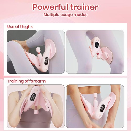 Thigh Master Exerciser for Women, 360°Adjustable Resistance Inner Pelvic Floor Muscle Thigh Exerciser and Back Training Rope -50LB Resistance Band and Sweat Waist Trainer,and LED Counting Display
