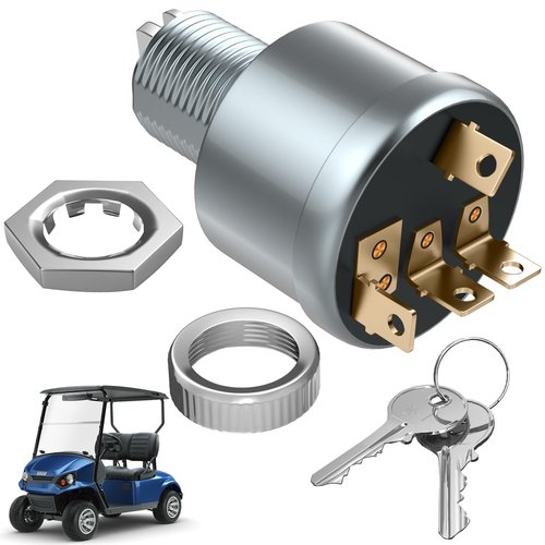 IOOBLBEI Golf Cart Ignition Switch with 2 Standard Keys, Fits 1981-UP EZGO TXT, Medalist, Workhorse, ST, Shuttle and Marathon Models, EZGO Key Switch Replace OEM# 33639G01