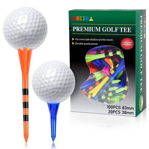 Plastic Tees 120 Pack,3-1/4 INCH Unbreakable Long Blue Tees with 20 Short Golf Tee Bulk,Low Friction and Resistance