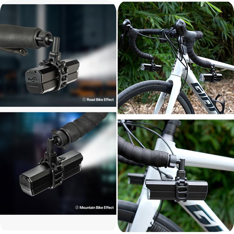 SUKOUSRAM 360° Adjustable Handlebar Flashlight Mount, Universal Bike Light Holder for Mountain and Road Bikes, Black