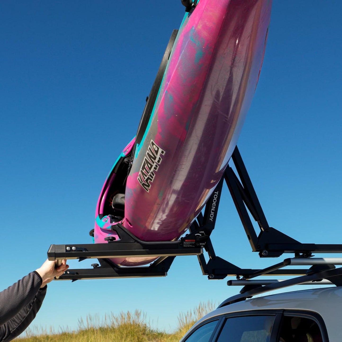TOOENJOY Kayak Lift Assist Roof Rack - Heavy-Duty 100 LBS Capacity Canoe Loader for Easy Rooftop Loading