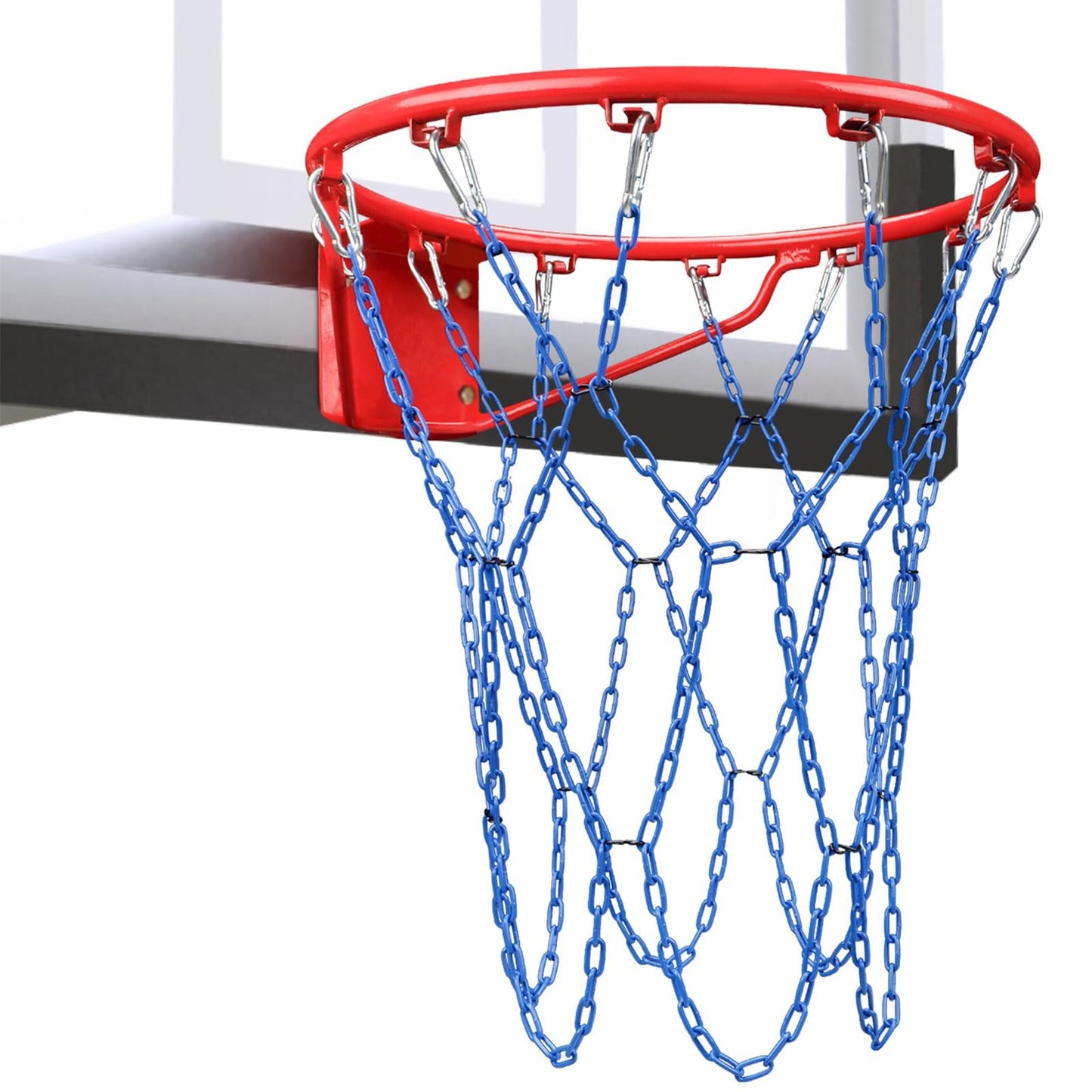 Basketball Net Heavy Duty Replacement,Carbon Steel Chain Basketball net Anti-Rust Use Indoor Outdoor Standard 12 Loops Basketball Hoop,Blue