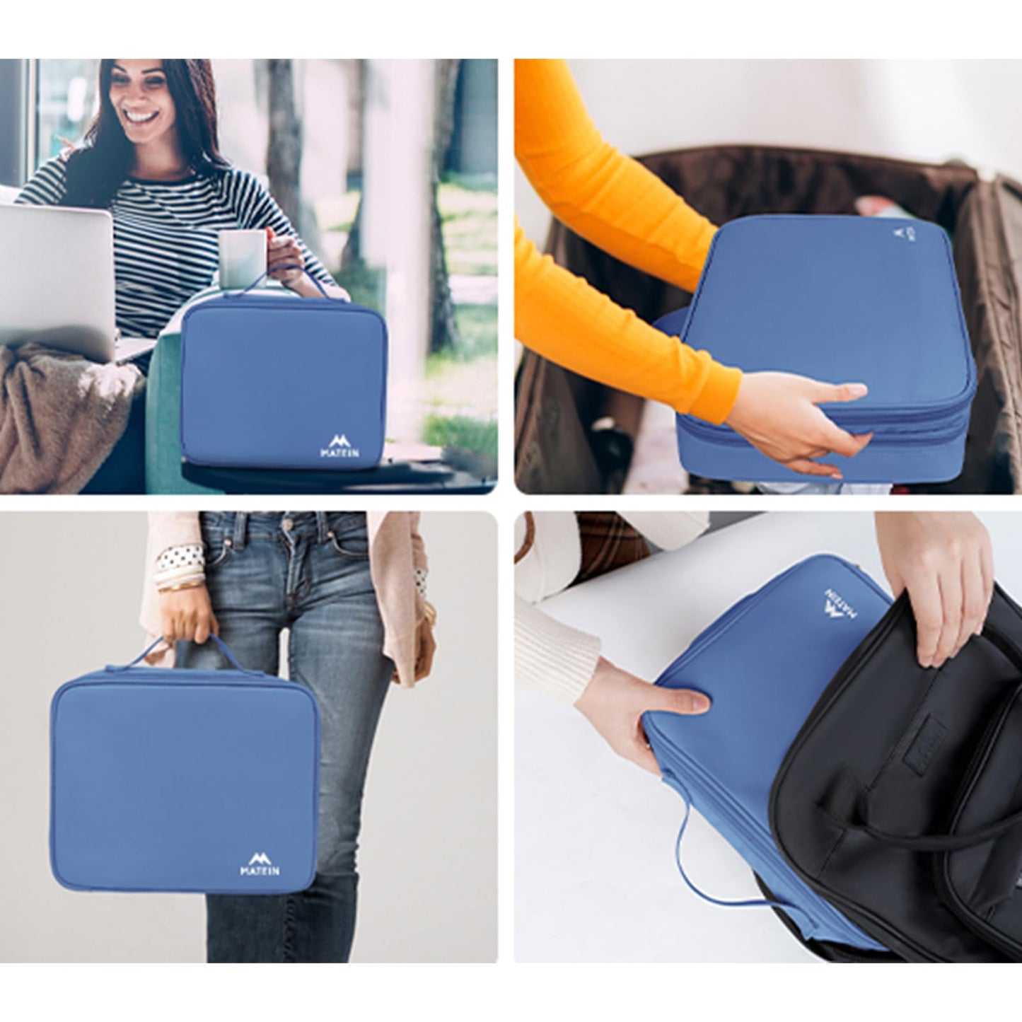 MATEIN Electronics Organizer, Cable Organizer Bag Electronic Accessories Case with Handle for Cable, Cord, Tablet, Charger, Phone, Double Layers Tech Case Travel Gifts for Men and Women, Blue