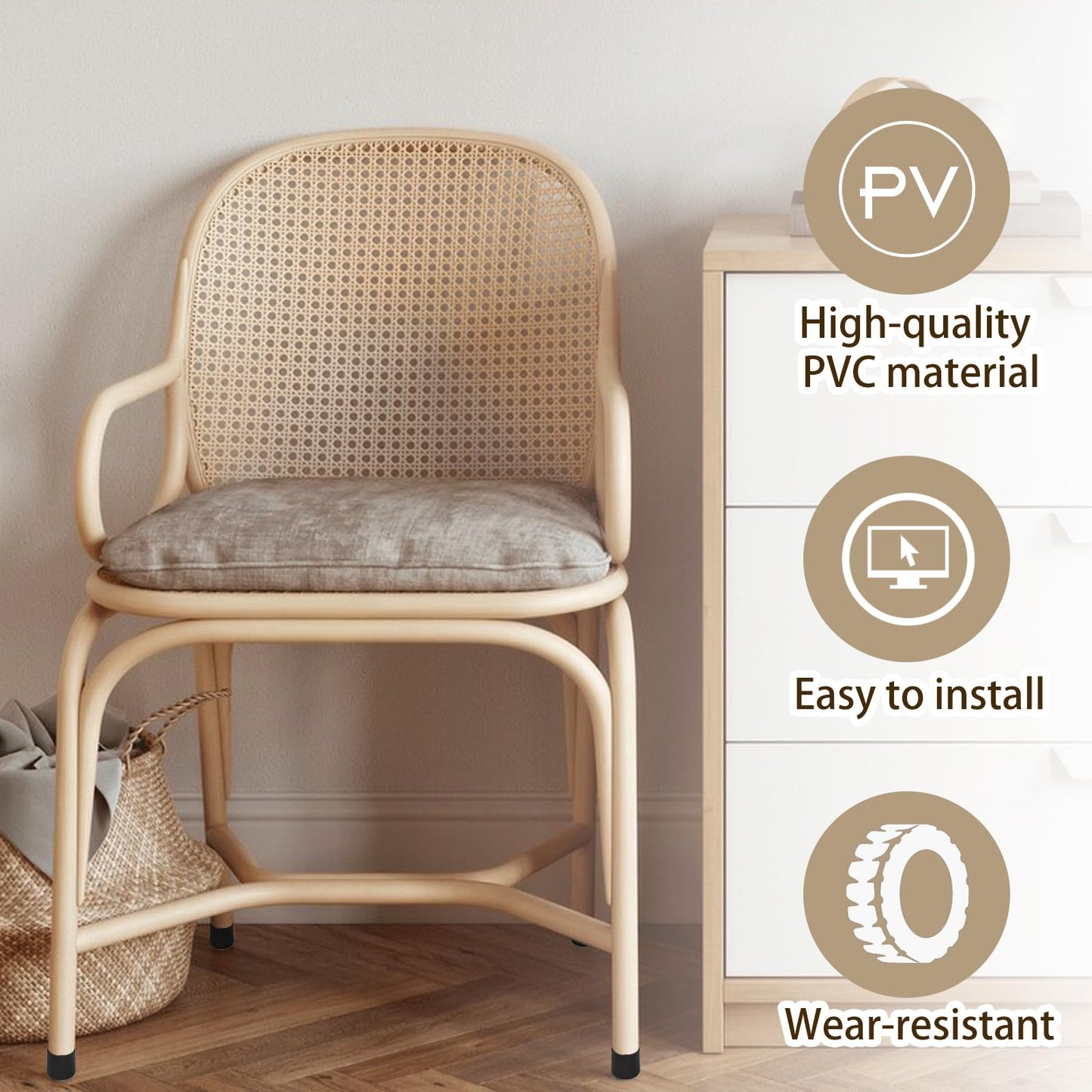 Verkelly 8 Pcs 1-1/4 Inch Round Rubber Leg Tips, Table Chair Leg Caps Cover Anti-Slip Prevent Scratches(Black)