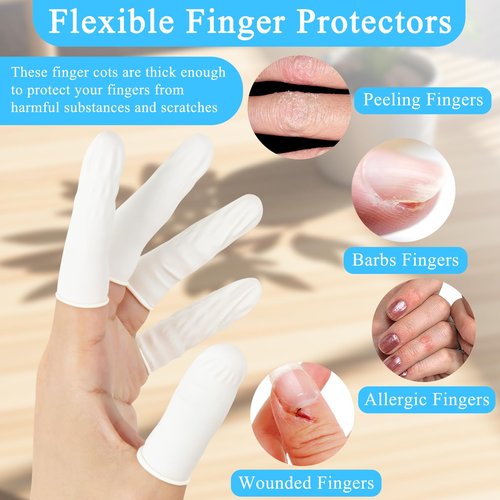 ONLYFU 750Pcs Latex Finger Cots Disposable Finger Gloves Anti-Static Finger Covers for Fingertip Protective, Medium Finger Protectors for Wound Care, Electronic Repair, Handicraft, Beauty, Salon
