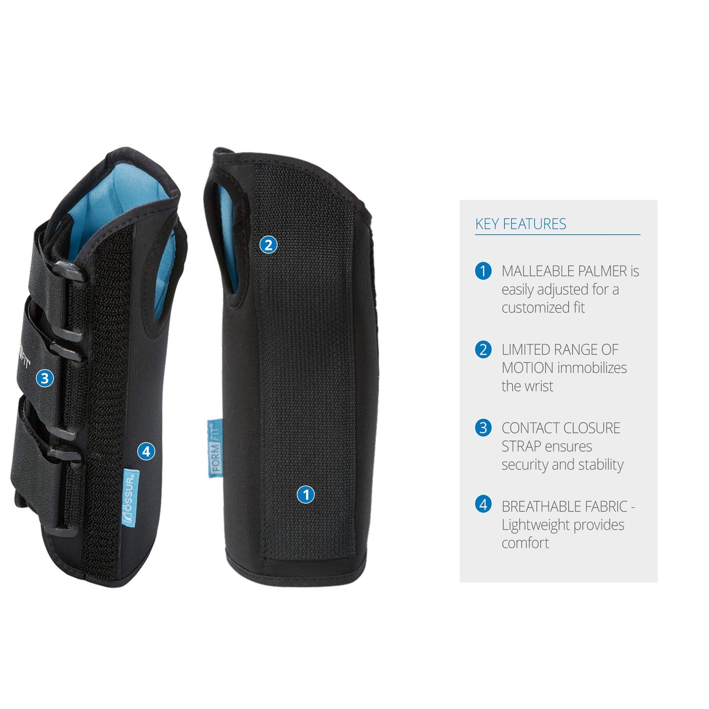 Ossur Formfit Wrist Brace for Treatment of Tendonitis, Carpel Tunnel, Post Cast Healing and Soft Tissue Injuries | Wrist Immobilization, Breathable Material, Custom Fit | 8" Version (Left, Large)