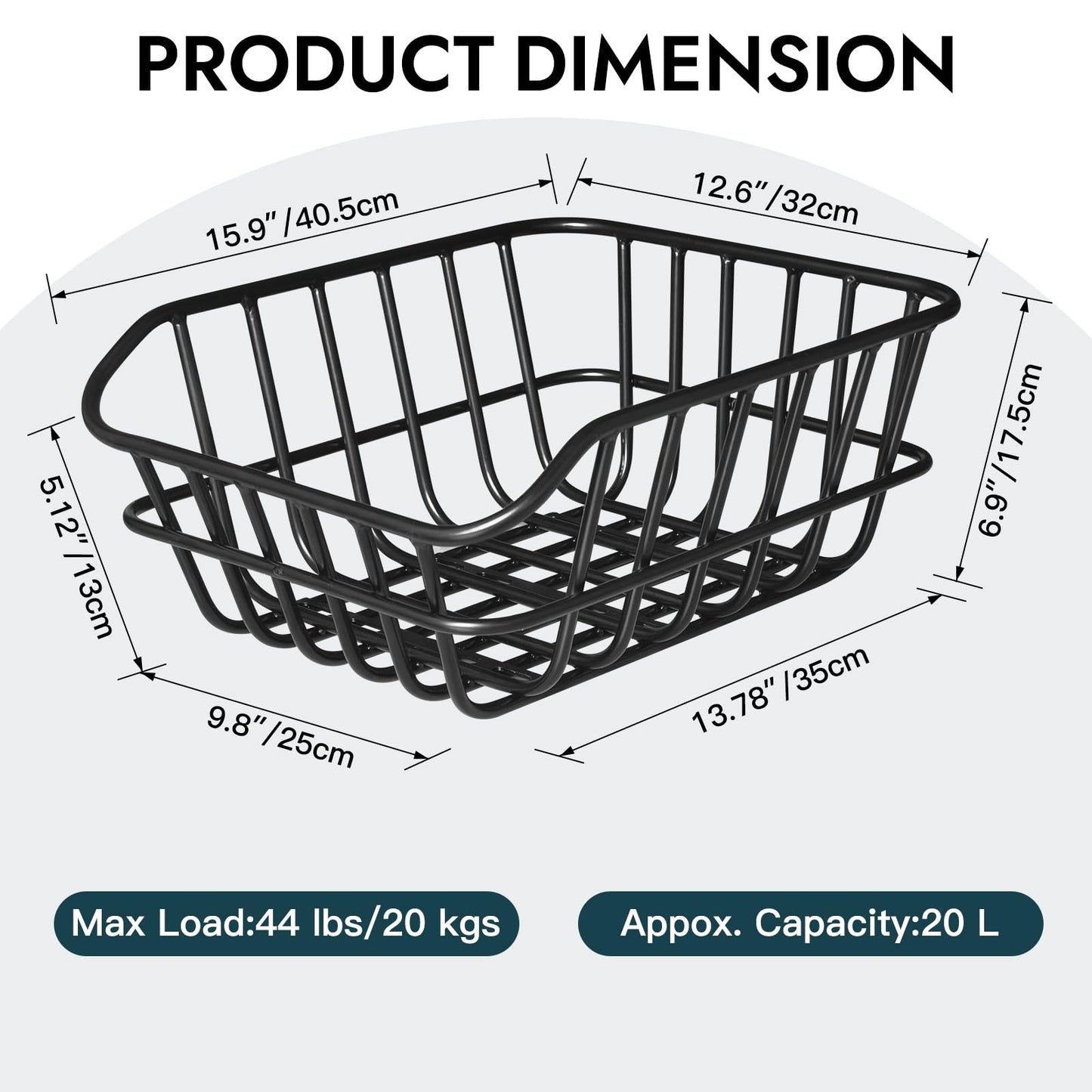 RAYMACE Bike Basket Rear with Cargo Net and High Reflectivity Waterproof Cover,Bicycle Baskets for Adult Bikes,Easy to Install and Large Capacity Bike Accessories