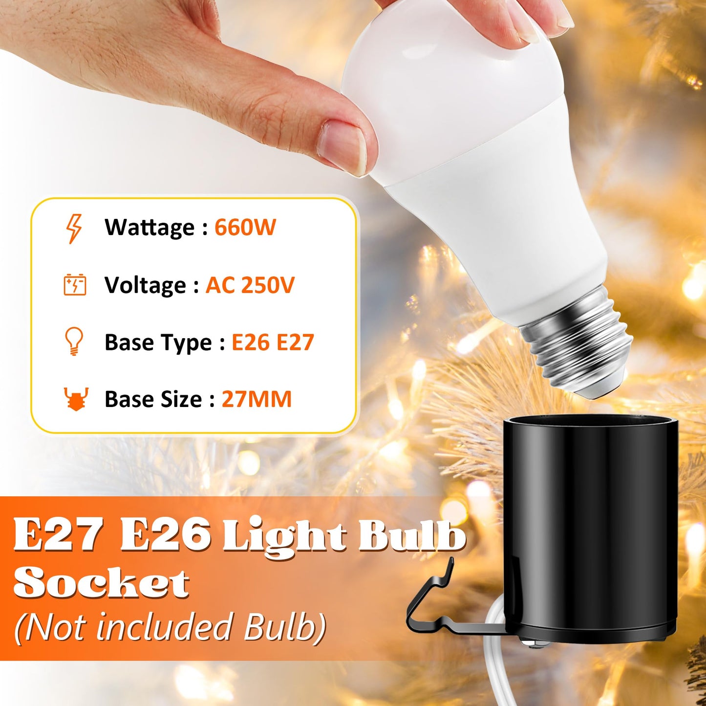 Meonum 18 Set Blow Mold Light Kit Replacement, E27 E26 Single Light Cord Kit with Switch Fuse Plug, for Indoor Outdoor Halloween Christmas Village House Craft Decorations and Salt Lamp