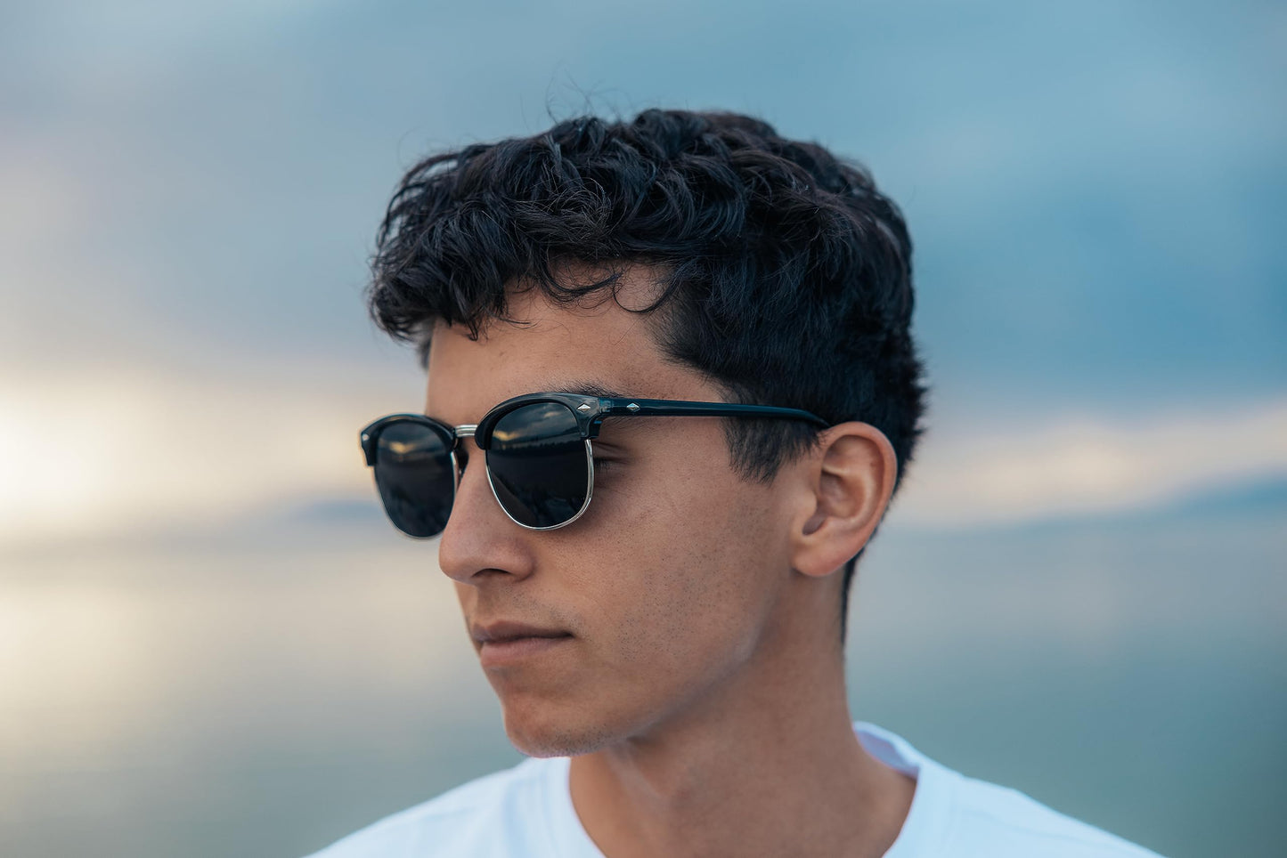 ShadyVEU Super Dark Round Semi Rimless Sunglasses UV Protection Retro 60's Half Frame Vintage English Nose Piece