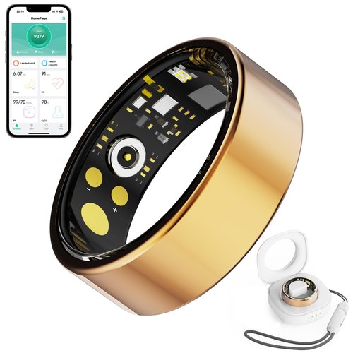 Lenmenvelia Smart Ring Fitness Tracker Ring for Men Women, Heart Rate Monitor Blood Oxygen Sleep, IP68 Waterproof Activity with Step Trackers, Remote Photography,Health Rings for Android iPhone,Gift