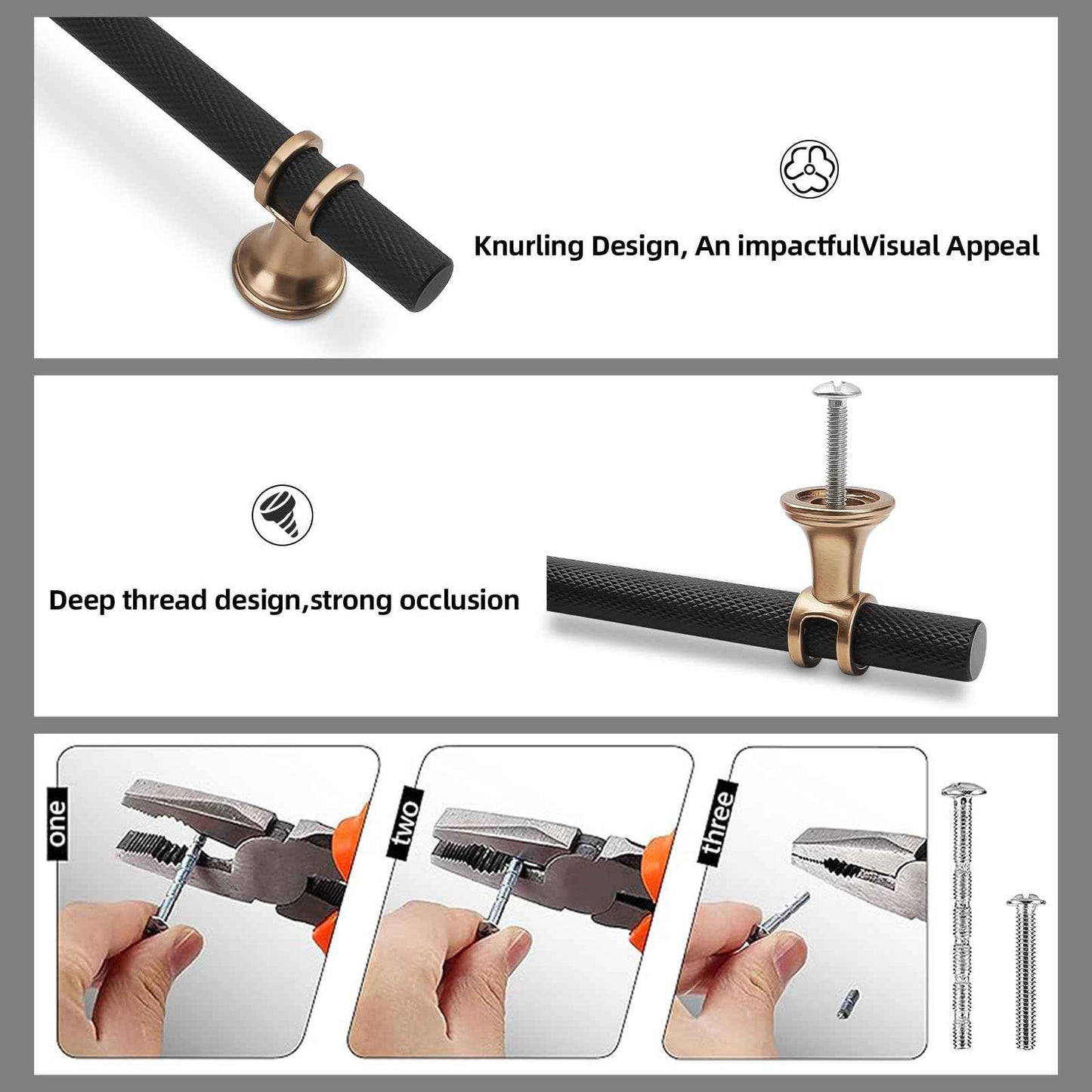 KOMOTIA 10 Pack 12-5/8 Inch Cabinet Pulls knurled Matte Black and Champagne Bronze Kitchen Cabinet Handles Aluminum and Zinc Alloy Drawer Pulls Solid Cabinet Hardware