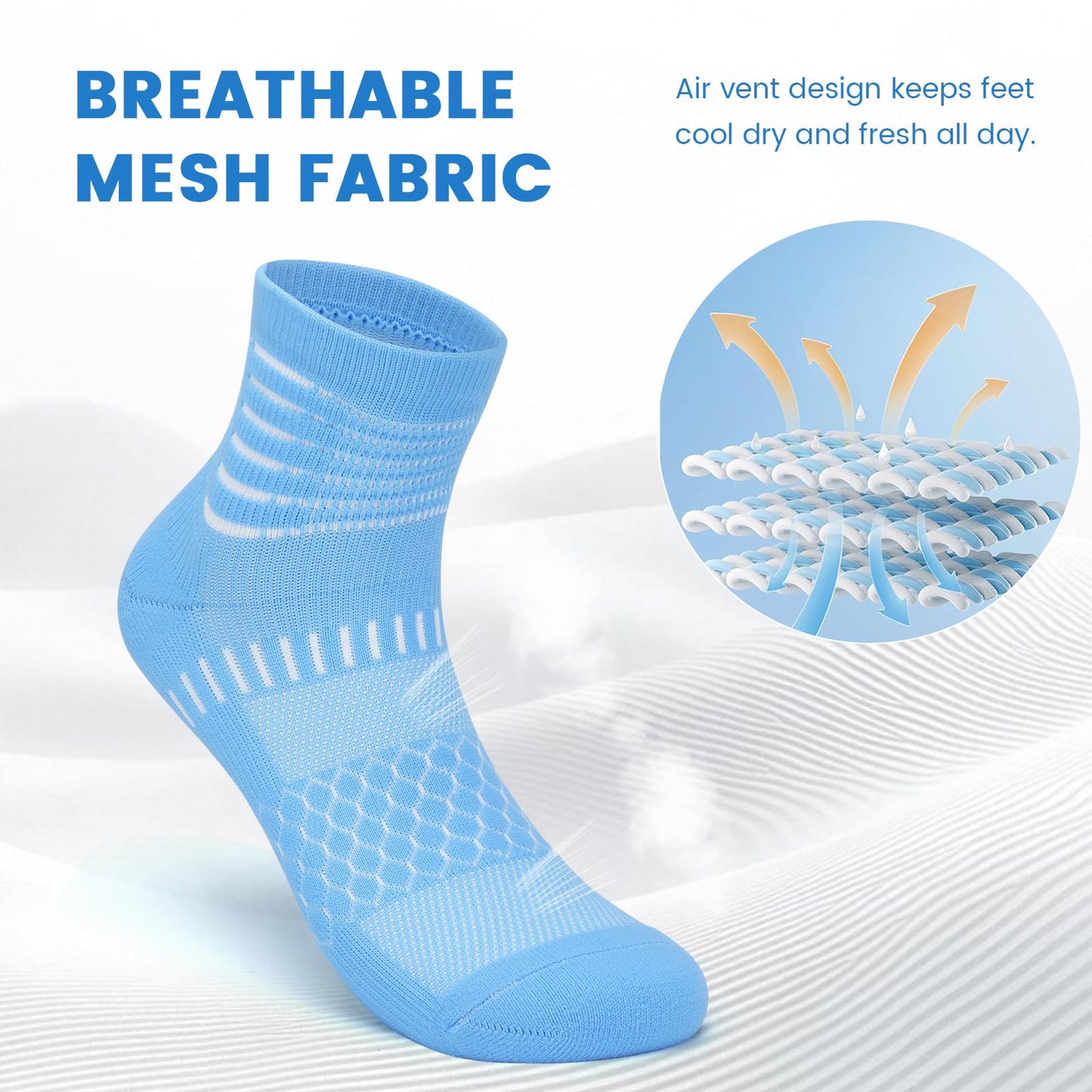 IRAMY Compression Socks for Women Men Cushioned Athletic Running Socks with Ankle Support Plantar Fasciitis Relief 5 Pairs