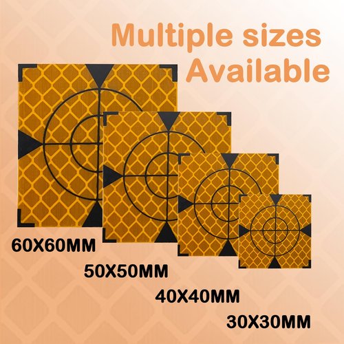 100PCS 60MM Reflector Targets for Total Stations Paste Up Reflector, Survey Target Mark,Total Stations Reflective Sheet,Yellow