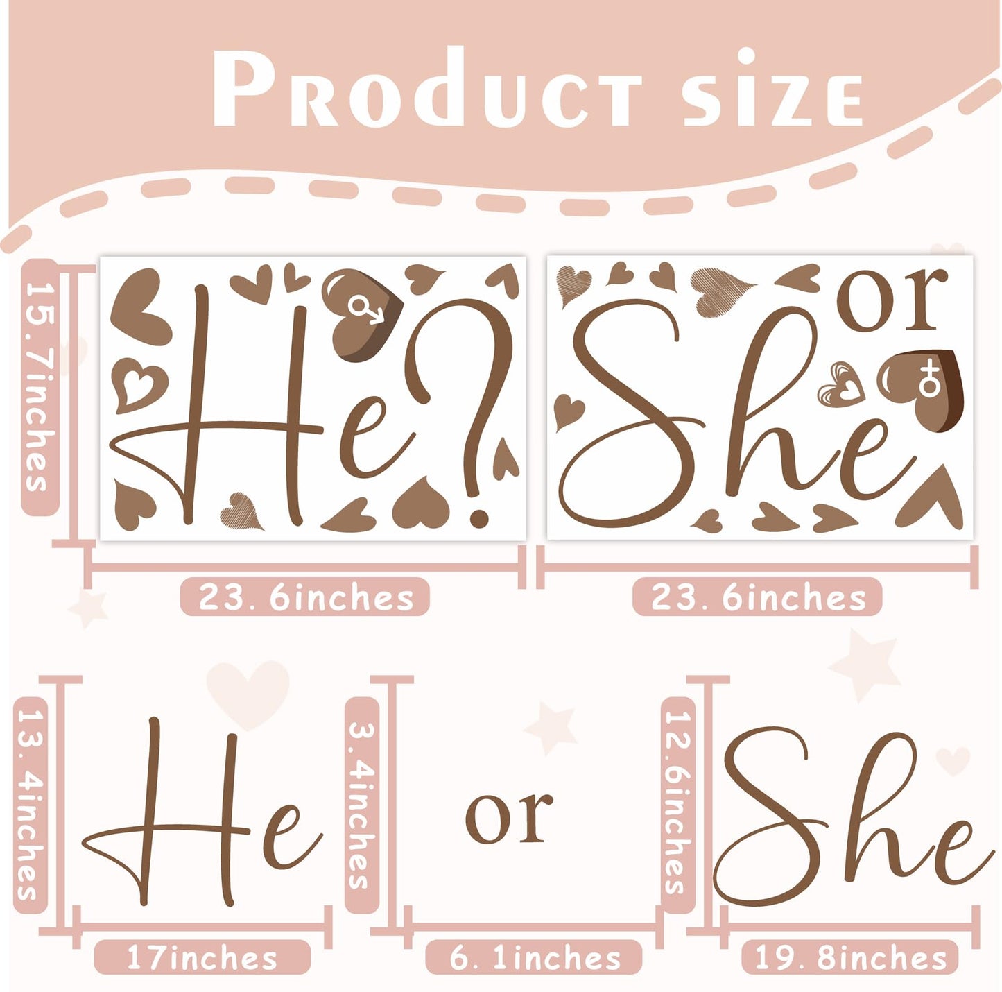 Gender Reveal Party Decals He or She What Will Baby Be Decorations for Balloon Arch Babies Gender Signs Oh Baby Shower Sign Backdrop Decal Girl or Boy Party Supplies Vinyl Sticker for Pregnacy Banner