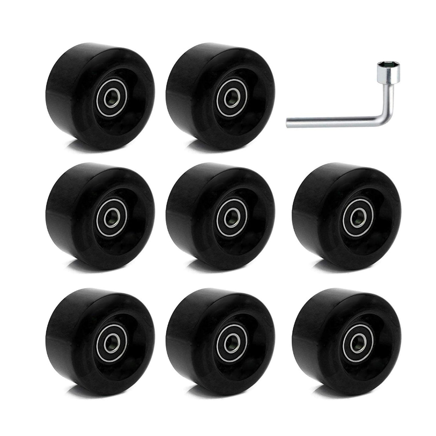 8 Pack Roller Skate Wheels with Bearings Installed, Outdoor Roller Skate Wheels for Double Row Skating, Quad Skates Accessories Outdoor/Indoor Use, 82A, 58 x 32mm