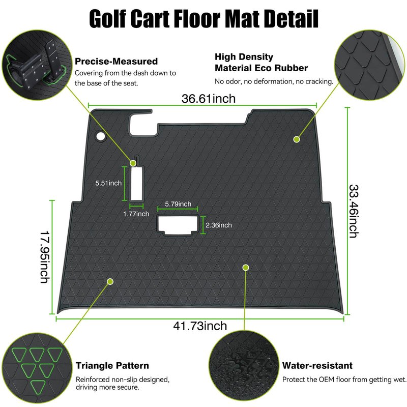 EZGO TXT Golf Cart Full Coverage Floor Liner Mat, fits EZGO TXT (1994+), Valor(1994+), Express S4(2012-2020), Cushman Workhorse, EX1(2020),Durable Anti-Slip Rubber, Black Trim/Red Trim
