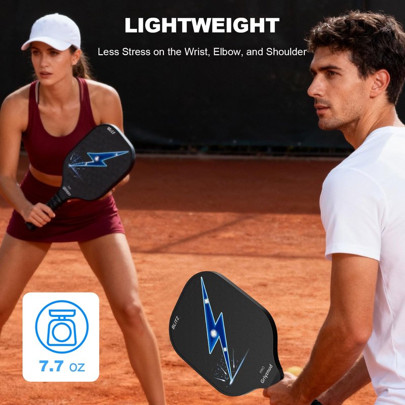 Griyznud Pickleball Paddles Set of 1 or 2, Fiberglass Rackets, Lightweight Pickle Ball Rackets, with Outdoor Bag, Indoor Balls, for Beginners, Family, Professional Equipment