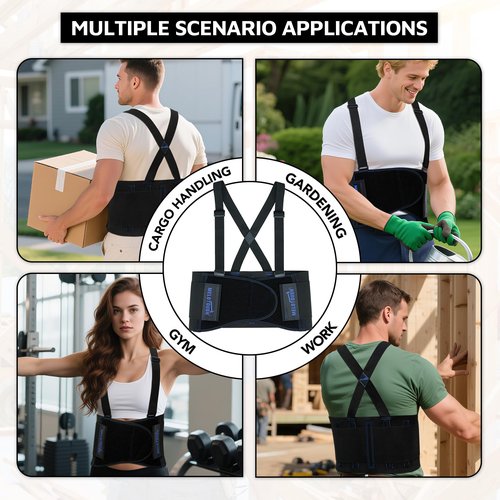 MELOTOUGH Back Brace for Men Lifting,Work Back Brace with Adjustable Shoulder Straps,Lower Lumbar Support for Heavy Lifting,Construction, Warehouse L/XL,Christmas Gifts for Men