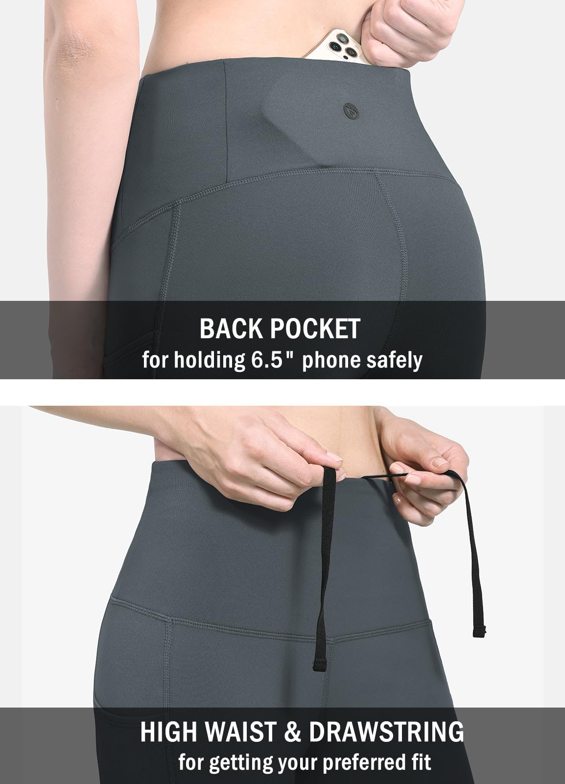 baleaf Fleece Lined Leggings Women Snow Waterproof Pants Thermal Warm Winter Yoga Cold Weather Gear with Pockets Dark Gray L