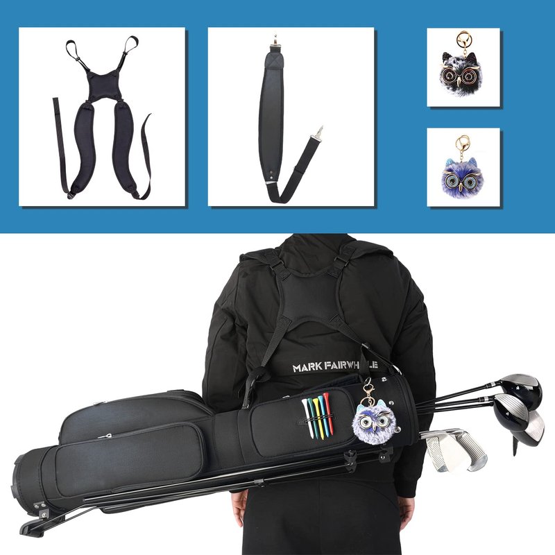 Golf Bag, Golf Stand Bag with Shoulder, Small Golf Club Bag, Women Golf Bag with Cooler (Black)