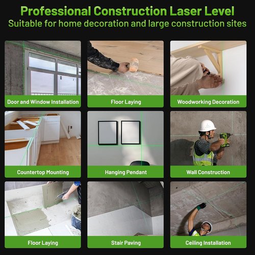 Huepar 4D Green Cross Line Laser Level - Self-Leveling 12V Tool with Bluetooth & Remote Control | 16 Lines, Upgraded Bracket