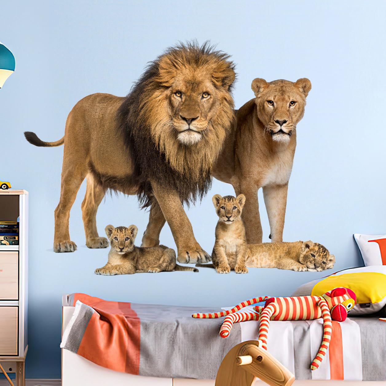 RAINBOW WSK Lifelike Lion Wall Decals Peel and Stick 3D Jungle Wild Animal Wall Sticker Tropical Lion Family Wall Mural Removable Wall Decor for Bedroom Living Room Club Party ZC96392001