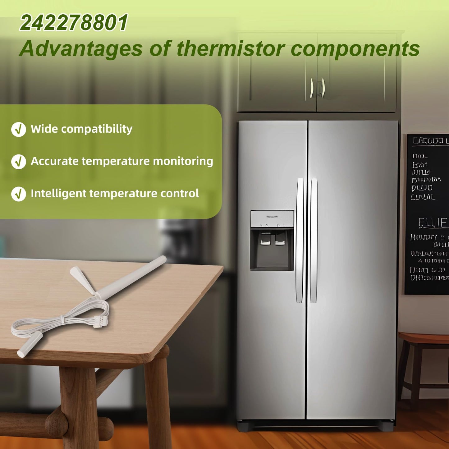 OEM 242278801 Refrigerator Thermistor Compatible with Frigidaire White-Westinghouse Crosley,Replace 3016441 AP5802148 PS8760187 EAP8760187