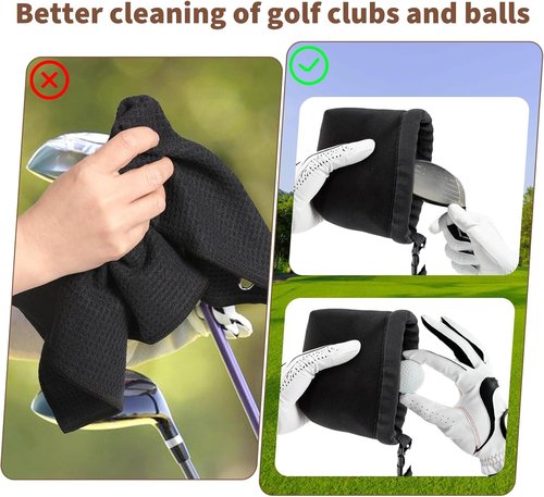 2 Pack Golf Club and Golf Ball Cleaner Bag, Portable Pocket Golf Ball Washer with Waterproof Microfiber Liner, Neoprene Golf Ball Cleaning Holder Pouch with Carabiner Clip - Best Golf Accessories Gift