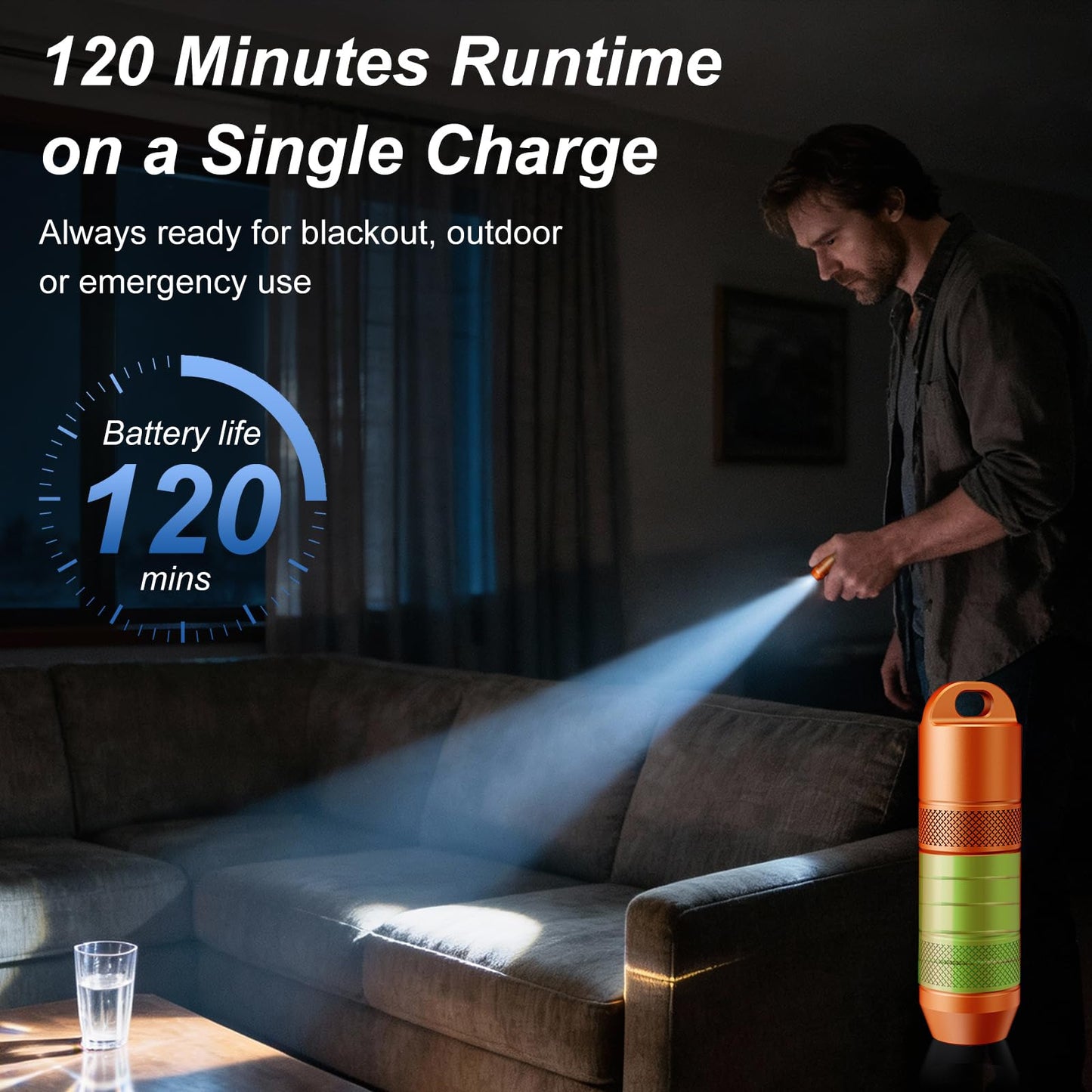 EDC Mini Flashlights High Lumens LED Pocket Keychain Magnetic Activation Flashlight Type-C Rechargeable Small Flashlight Long Battery Life & Long Illumination Distance -LT090 Mini X1 (1, Orange)