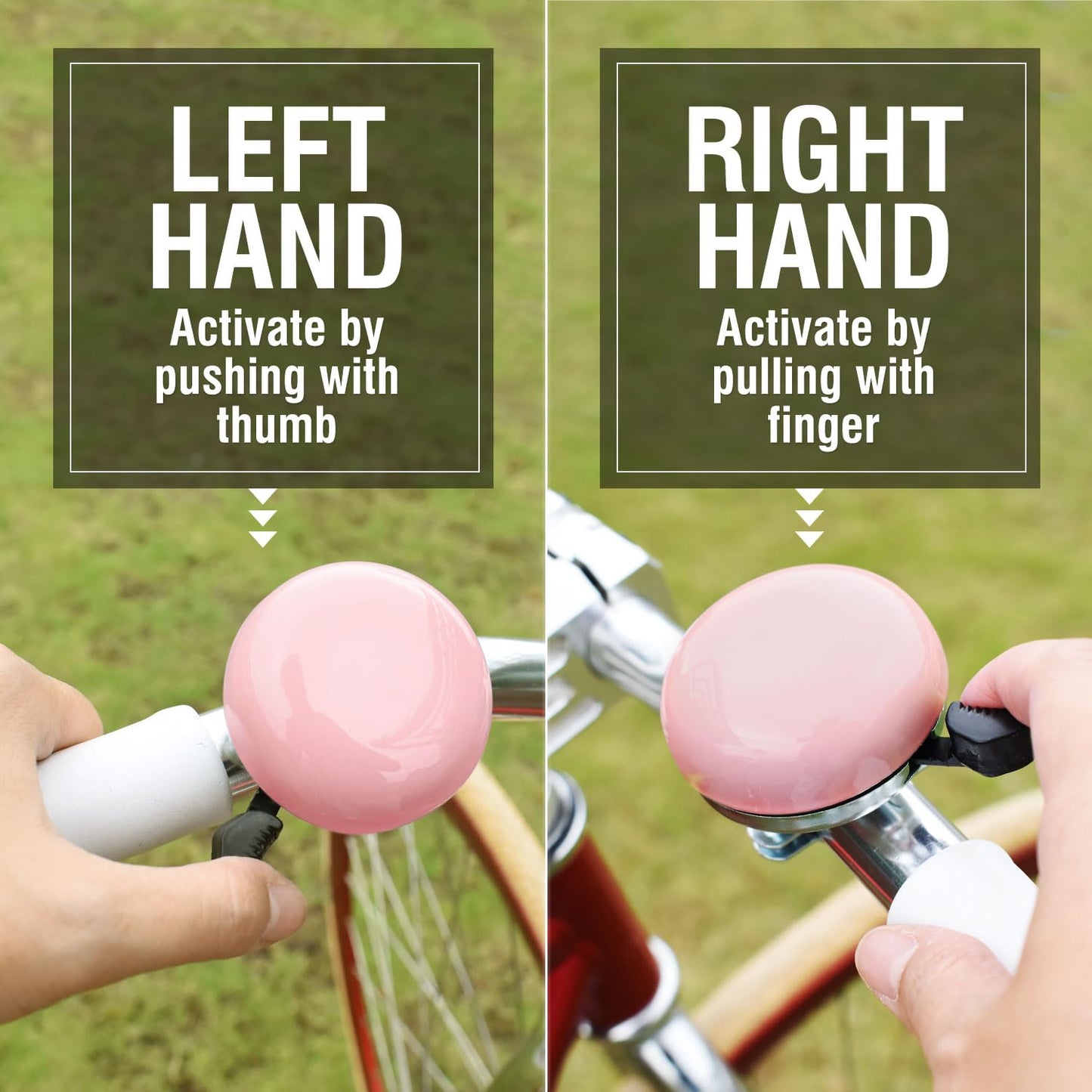 MARQUE Beach Cruiser Bike Bell – Classic Bicycle Bell Design for Adults and Kids with Traditional Ring Sound (Pink)